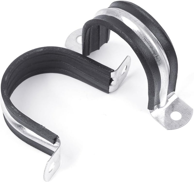 RGFXA 12PCS 1-9/16 Inch Cable Clamps, 2 Holes U Bracket Rubber Cushioned Insulated Clamp, Sturdy Clamp Conduits Strap Clamps for Pipe Fixing on Various Surfaces - Image 1
